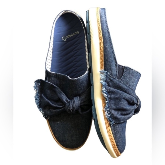 BareTraps Vida Rebound Technology Platform Mules Sz. 9 Blue Denim Bow Slip On - Picture 5 of 5